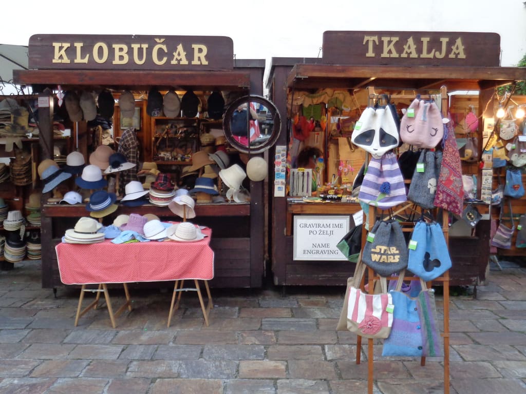 Stalls of traditional crafts at Špancirfest in Varaždin